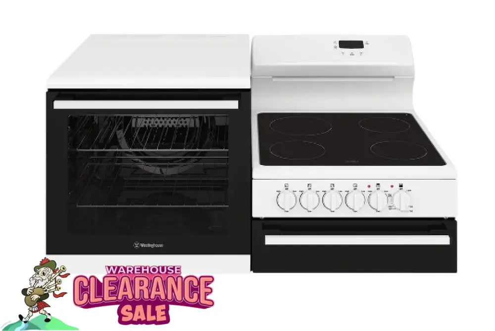 Westinghouse Wde143Wc-L Elevated Electric Freestanding Cooker With Separate Grill White Left Hand