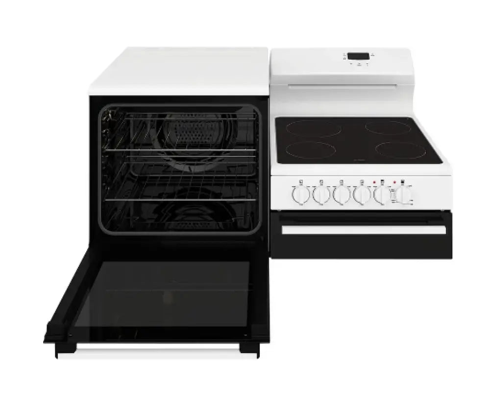 Westinghouse Wde143Wc-L Elevated Electric Freestanding Cooker With Separate Grill White Left Hand