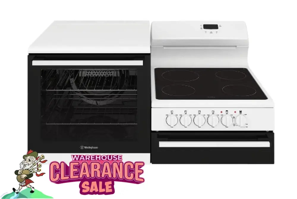 Westinghouse Wde143Wc-L Elevated Electric Freestanding Cooker With Separate Grill White Left Hand