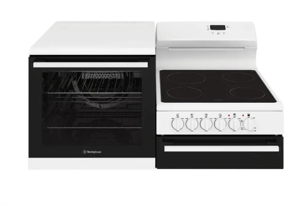 Westinghouse Wde143Wc-L Elevated Electric Freestanding Cooker With Separate Grill White Left Hand