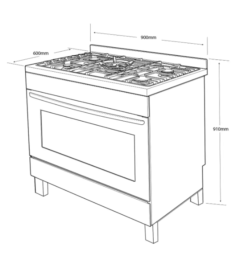 Westinghouse Wfe911Sb 90Cm Freestanding 5 Burner Cooker Upright