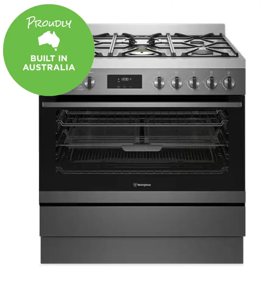 Westinghouse Wfep917Dsd 90Cm Dark Stainless Steel Freestanding Dual Fuel Cooker Upright