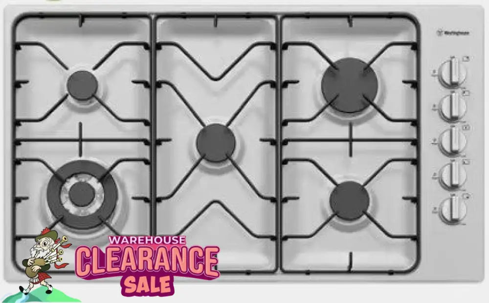 Westinghouse Whg953Sb 90Cm 5 Burner Stainless Steel Gas Cooktop