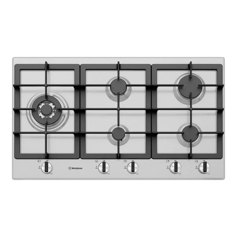 Westinghouse Whg954Sc 90Cm 5 Burner Stainless Steel Gas Cooktop Cooktop