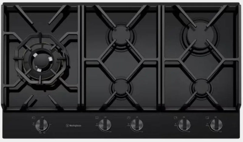Westinghouse Whg959Bd 90Cm 5 Burner Black Ceramic Glass Gas Cooktop