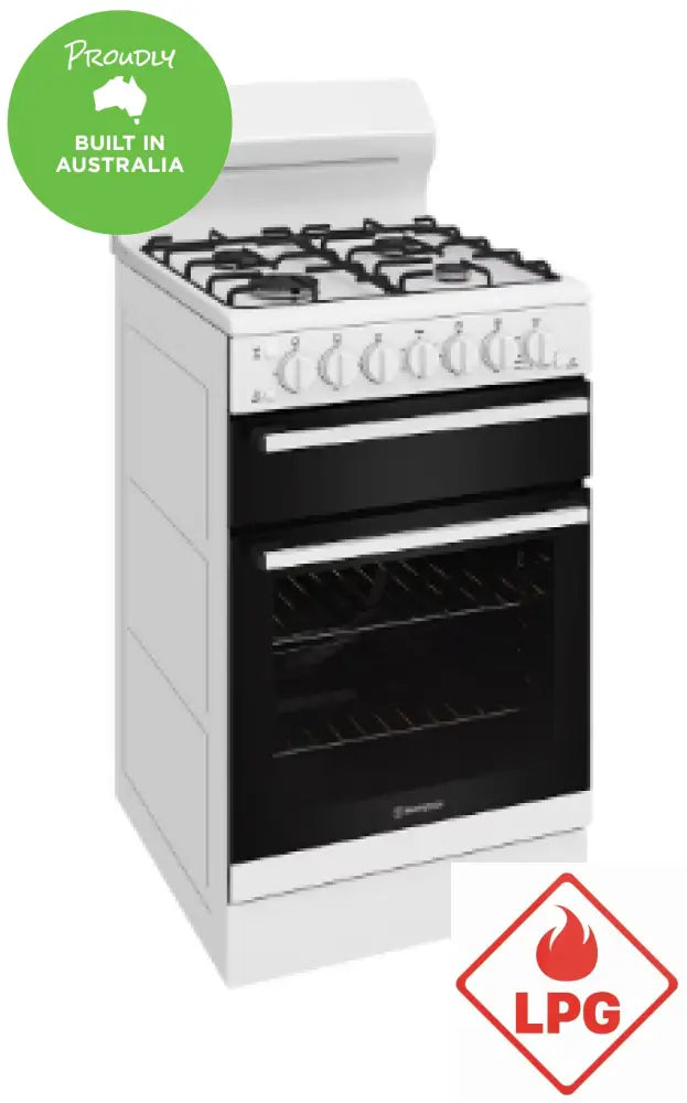 Westinghouse Wlg512Wclp 54Cm Lpg Gas Freestanding Cooker With Separate Grill Upright