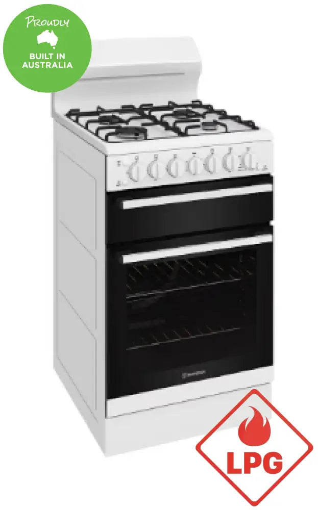 Westinghouse Wlg512Wclp 54Cm Lpg Gas Freestanding Cooker With Separate Grill Upright