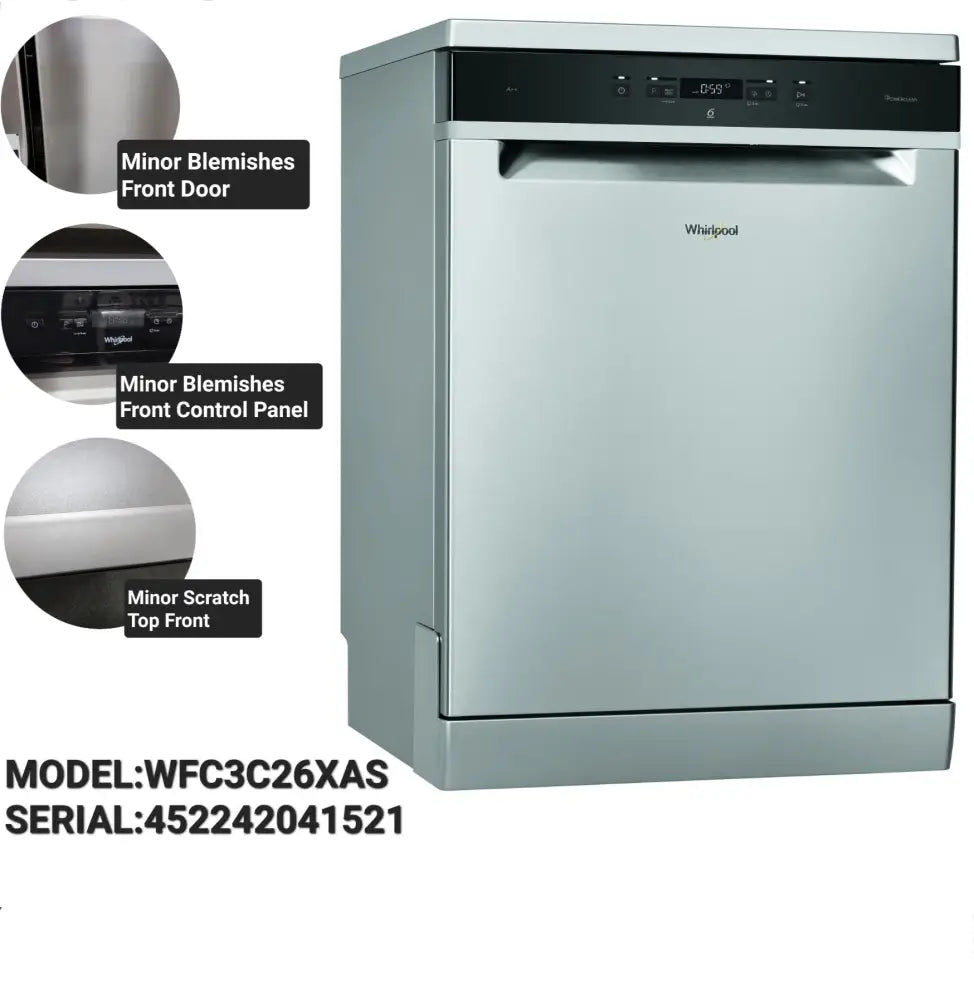 Whirlpool Wfc3C26Xaus 60Cm Freestanding Dishwasher