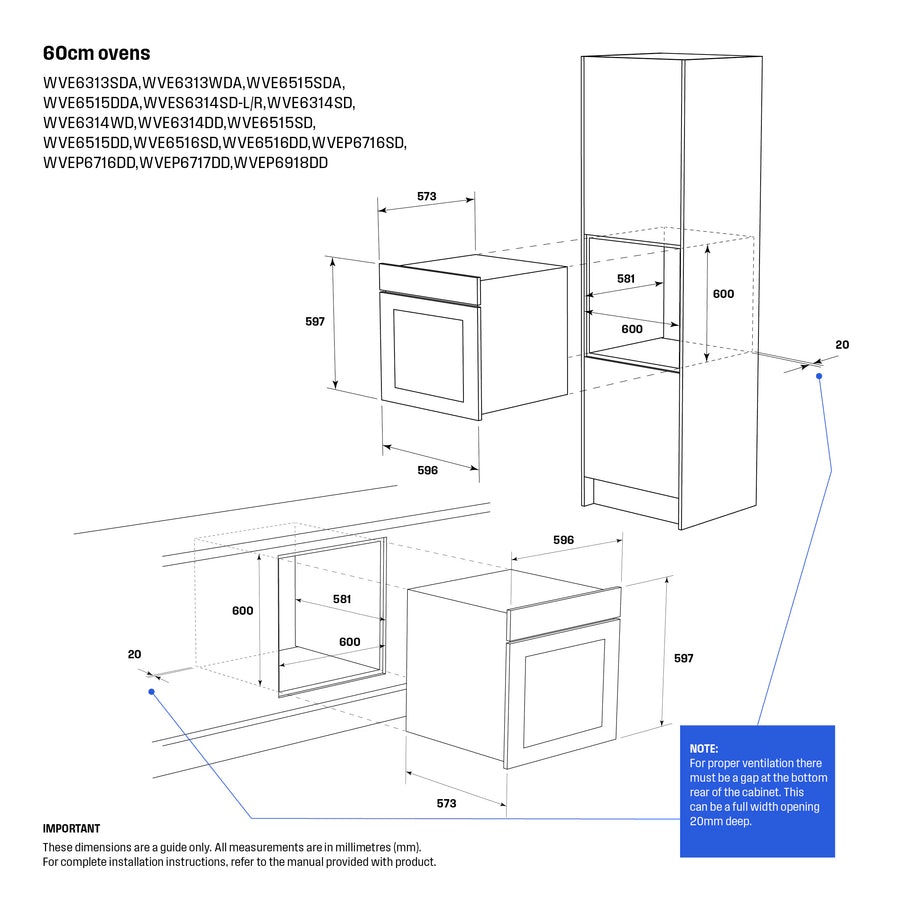 Westinghouse WVE6314DD Multifunktionsofen, 60 cm, dunkler Edelstahl
